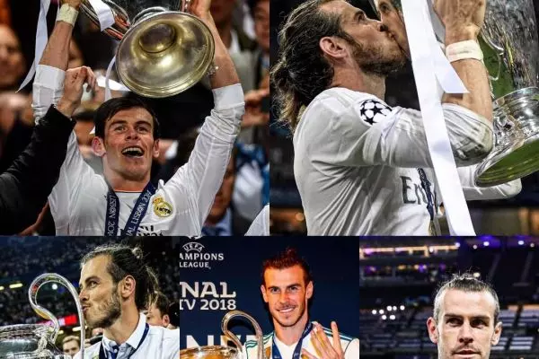  5 قهرمانی گرت بیل در لیگ قهرمانان اروپا با رئال مادرید در یک قاب عکس