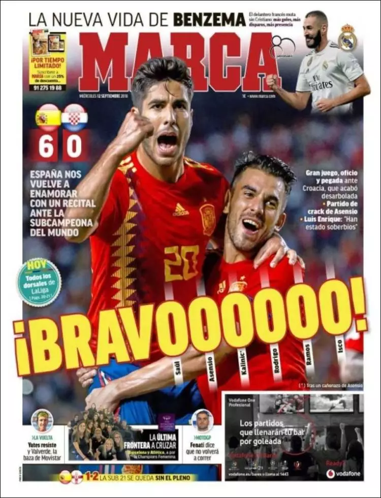 روزنامه های اسپانیا یک روز بعد از پیروزی بزرگ (عکس)