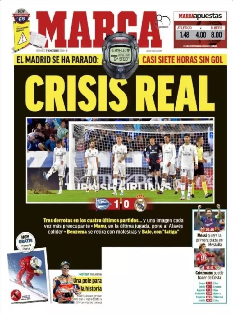 روزنامه های اسپانیا؛ بحران در رئال (عکس)