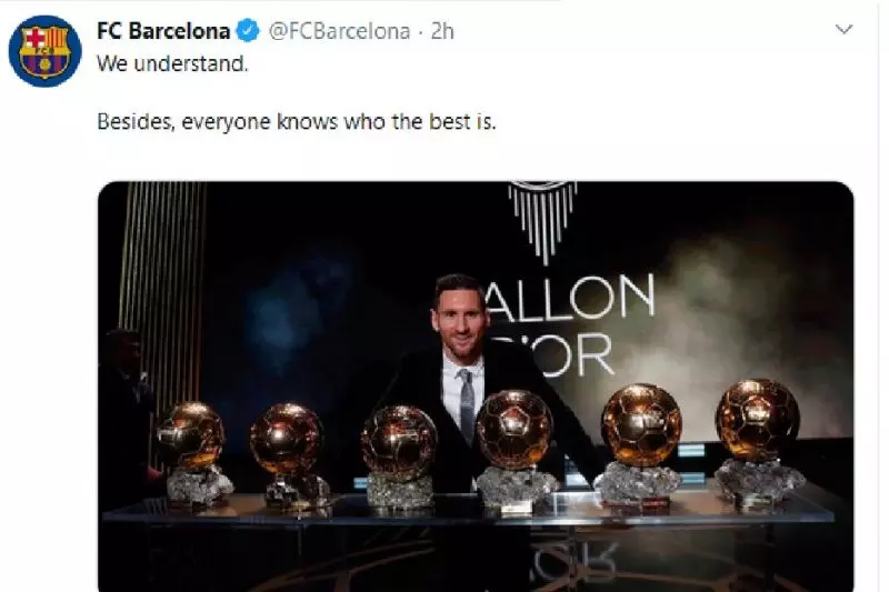واکنش متفاوت بارسلونا به لغو توپ طلا: همه می دانند بهترین چه کسی است!