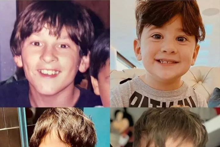 مقایسه عکس کودکی مسی با سه پسرش توسط همسر مسی!