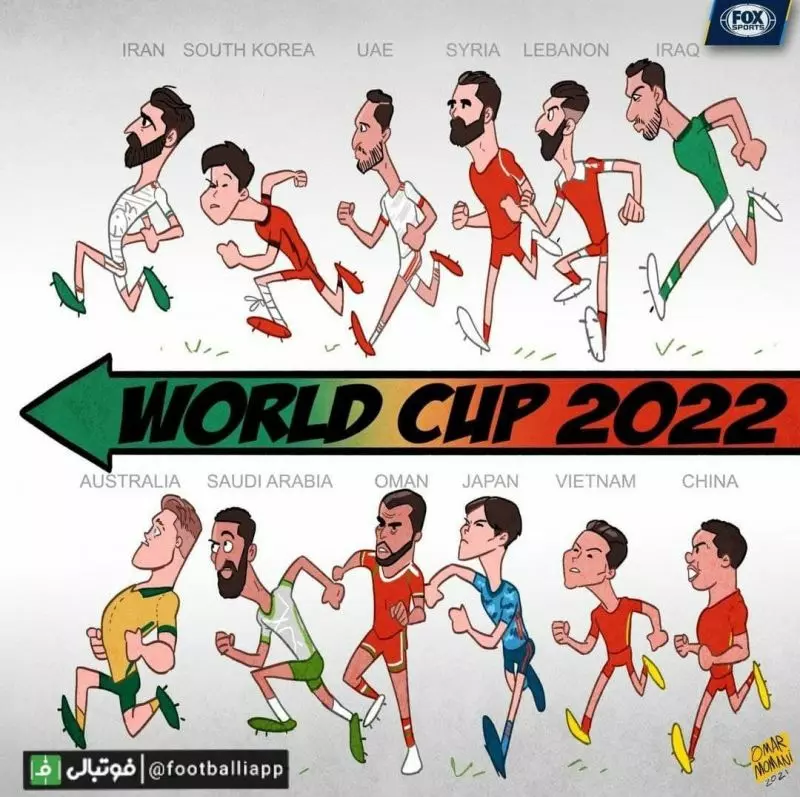 کاریکاتور/ سبقت ایران و استرالیا در مقدماتی جام جهانی ۲۰۲۲ بعد از گذشت دو بازی