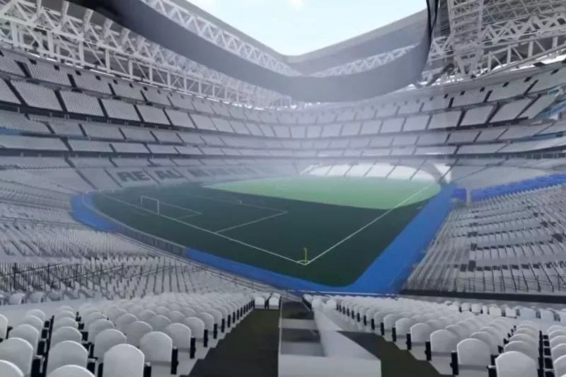 طرحی فانتزی از ورزشگاه سانتیاگو برنابئوی جدید با صندلی‌های سفید