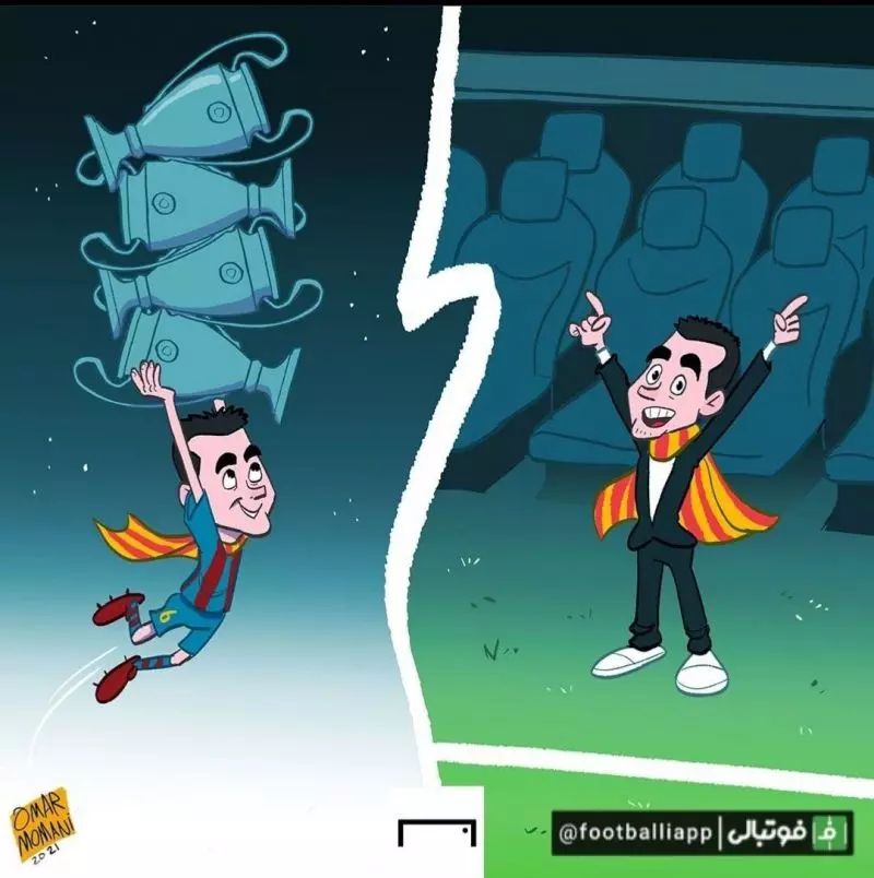 کاریکاتور/ آیا ژاوی به عنوان سرمربی می تواند مانند ژاویِ بازیکن، بارسلونا را امشب در لیگ قهرمانان اروپا نجات دهد؟