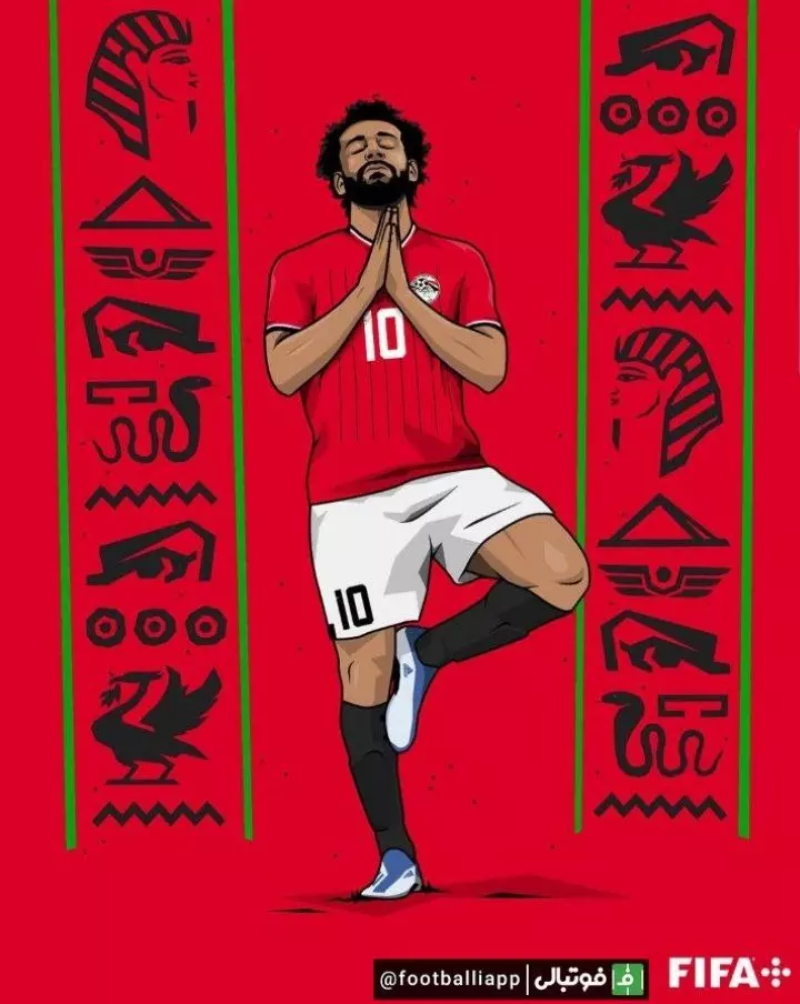 طرح صفحه رسمی جام جهانی، به بهانه تولد 30 سالگی محمد صلاح بازیکن لیورپول و تیم ملی مصر