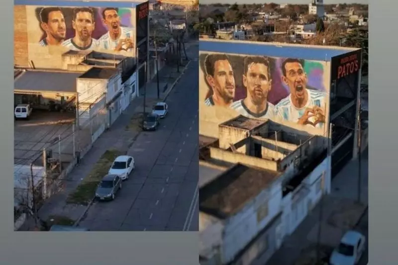 نقاشی دیواری دیدنی از مسی در آرژانتین که دی‌ماریا آن را استوری کرد