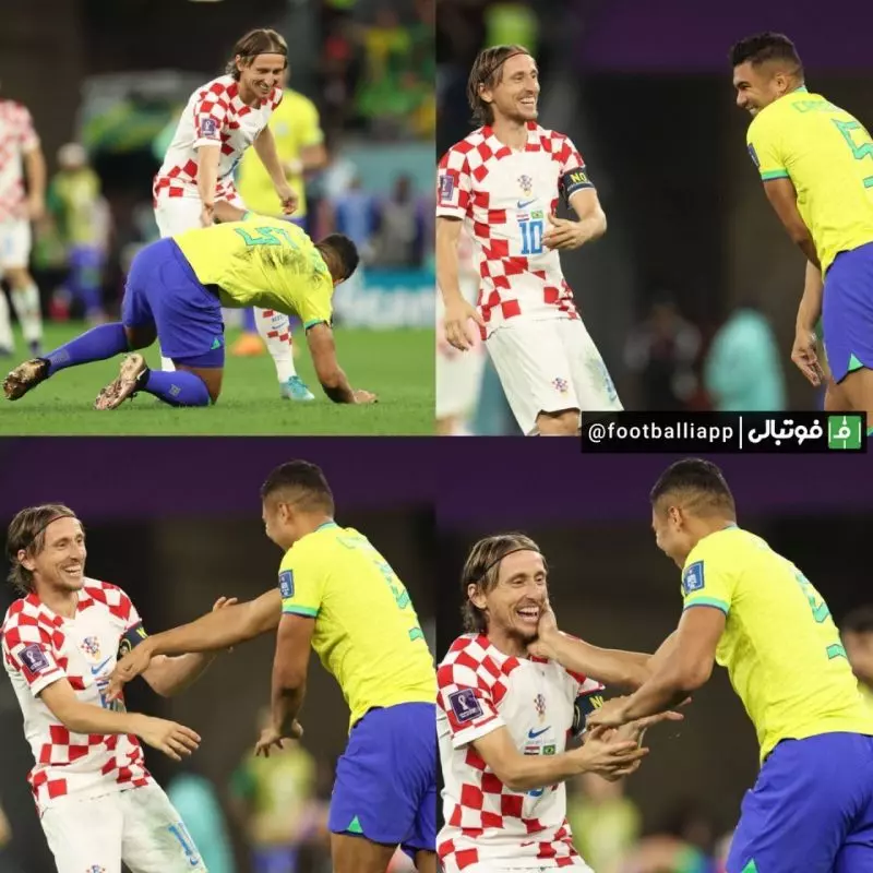 تصاویری از لوکا مودریچ و کارلوس کاسمیرو در جریان بازی کرواسی - برزیل