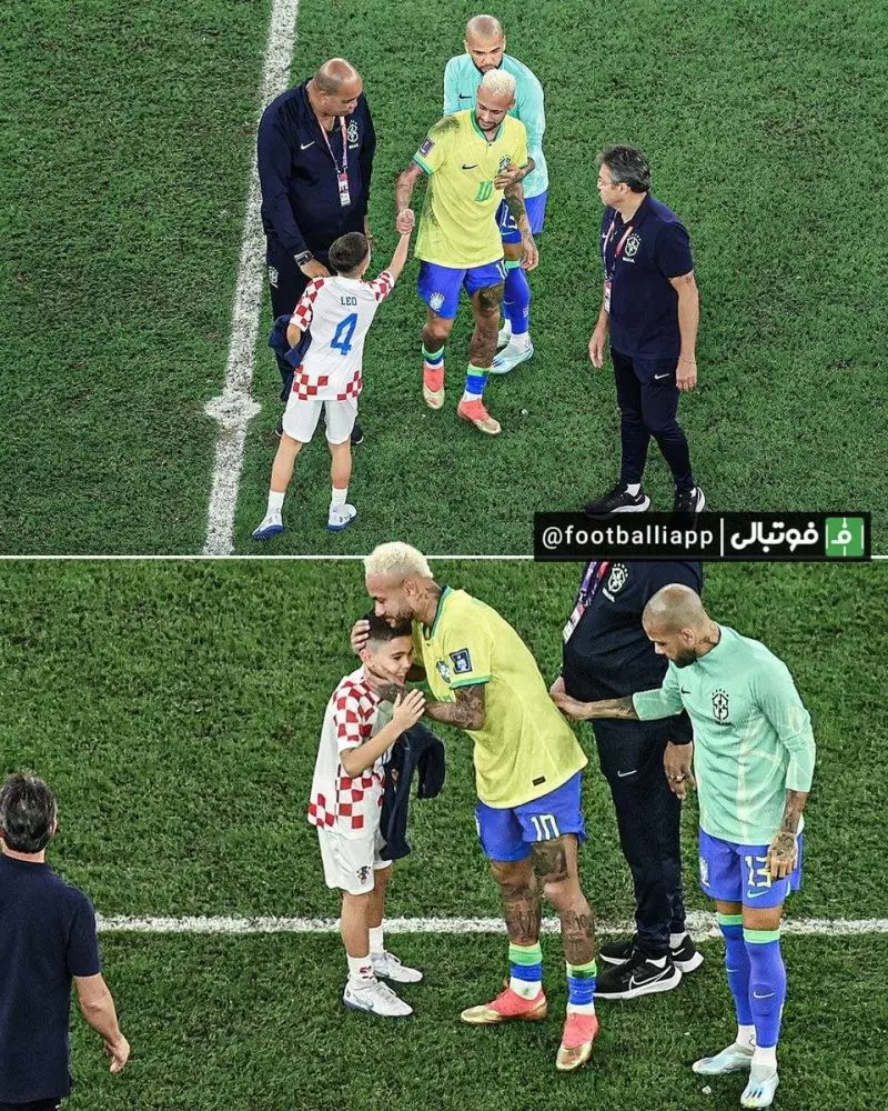 تصاویری از دلداری پسر پریشیچ به نیمار در پایان بازی کرواسی - برزیل