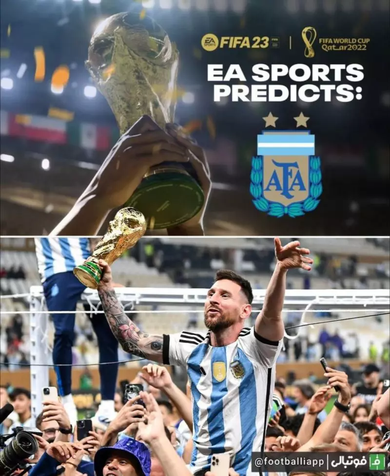 شرکت EA Sports پیش از شروع جام جهانی 2022، پیش‌بینی کرده بود آرژانتین قهرمان این جام خواهد شد؛ حالا با قهرمانی آلبی سلسته این شرکت توانسته هر چهار قهرمان اخیر جام جهانی را درست پیش‌بینی کند!(اسپانیا، آلمان، فرانسه و آرژانتین)