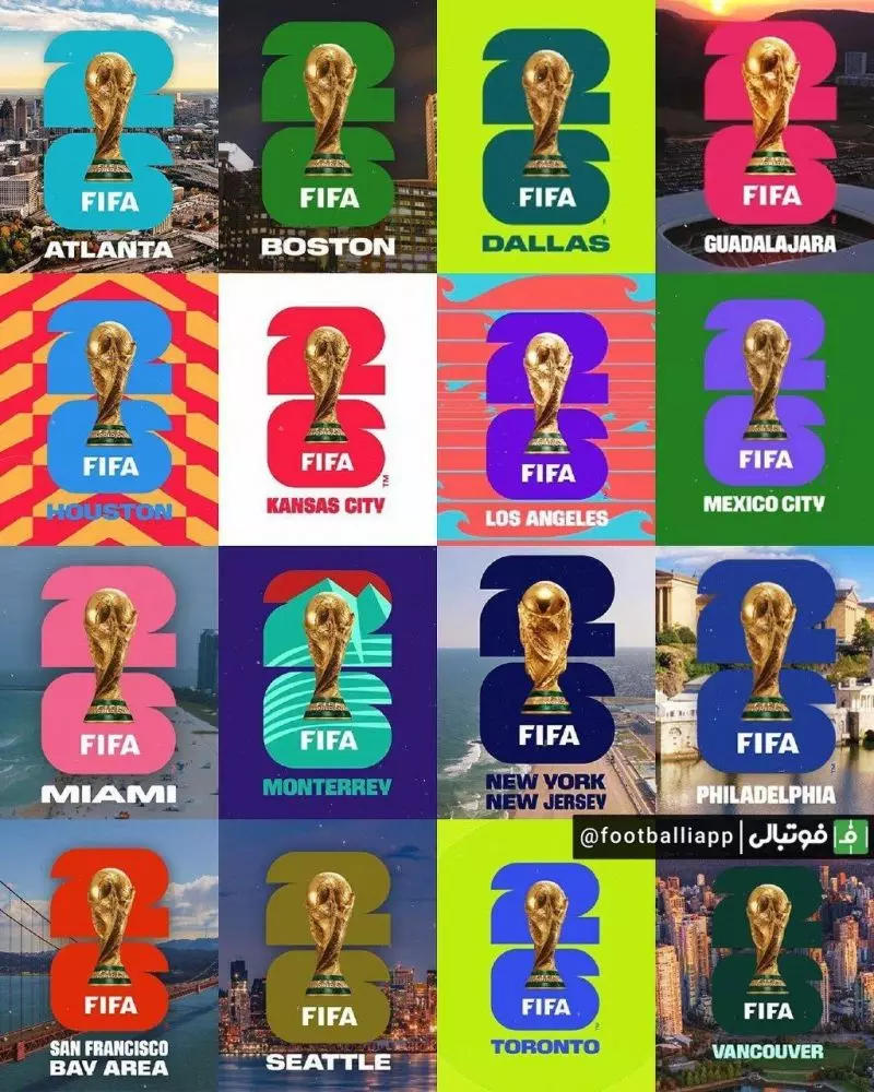 از طرح رنگ لوگوی هر 16 شهر میزبان جام جهانی 2026 رونمایی شد