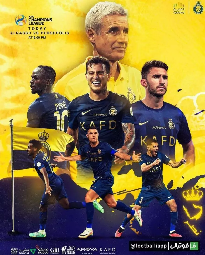 پوستر باشگاه النصر برای تقابل امشب مقابل پرسپولیس/ ساعت بازی ۲۱:۳۰، ورزشگاه آزادی