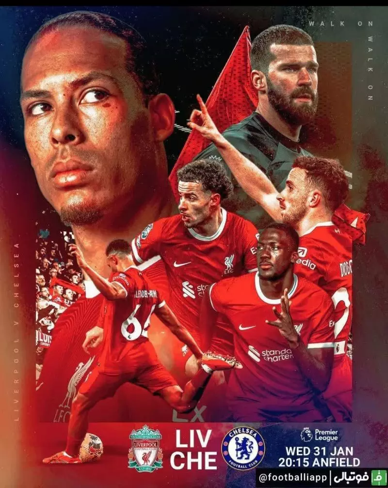پوستر لیورپول برای بازی امشب مقابل چلسی در رقابت‌های لیگ برتر انگلیس   ساعت بازی: ۲۳:۴۵