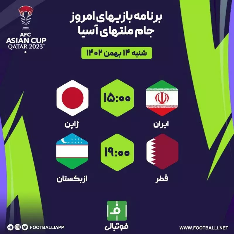 اختصاصی فوتبالی/ برنامه بازی‌های امروز جام ملت‌های آسیا