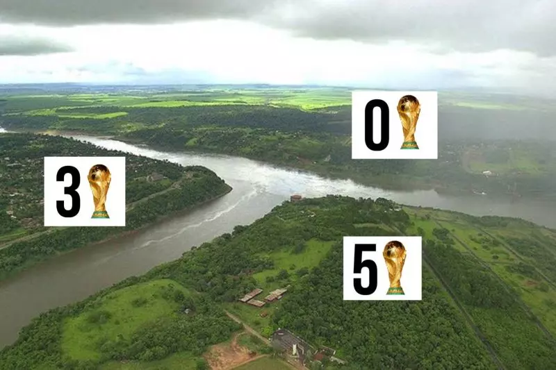 عکس؛ مرز سه کشور که اختلاف جالبی از لحاظ قهرمانی در جام جهانی دارند