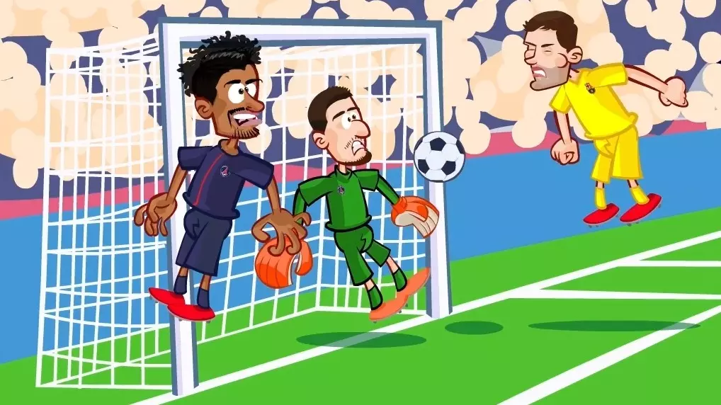 انیمیشن طنز بازی پاری سن ژرمن ۲-۳ بارسلونا